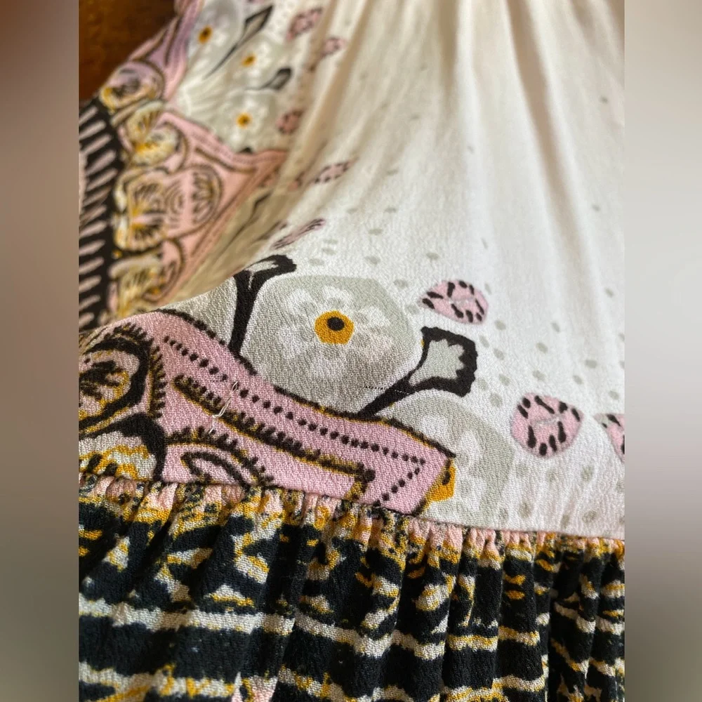 Free People Steal the Sun Pale Pink Print Boho Top or Dress XS - Picture 11 of 12